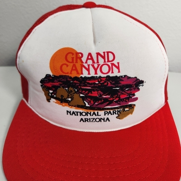 Vintage Grand Canyon Red White Snapback Trucker Hat - Picture 4 of 8